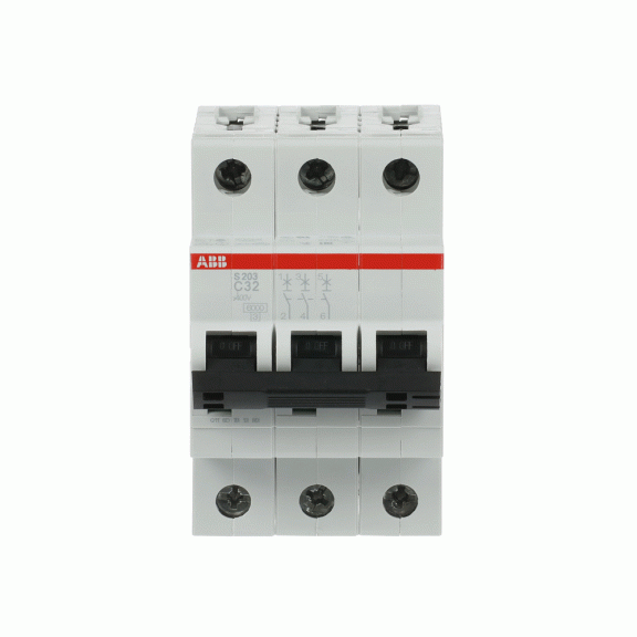 ABB 2CDS253001R0324, S 203-C 32, System Pro M, 32 Amper, 3 Kutuplu, C Tipi, Otomatik Sigorta, 6 kA, 3x32C