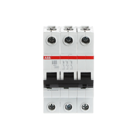 ABB 2CDS253001R0805, S 203-B 80, System Pro M, 80 Amper, 3 Kutuplu, B Tipi, Otomatik Sigorta, 6 kA, 3x80B