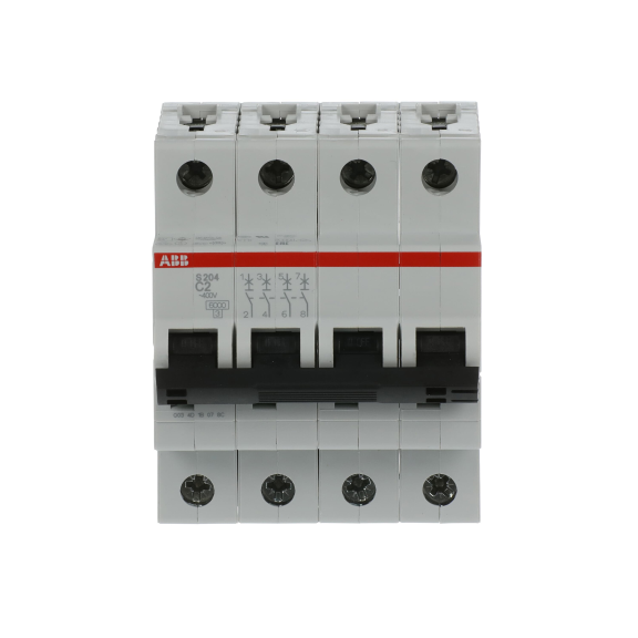 ABB 2CDS254001R0024, S 204-C 2, System Pro M, 2 Amper, 4 Kutuplu, C Tipi, Otomatik Sigorta, 6 kA, 4x2C