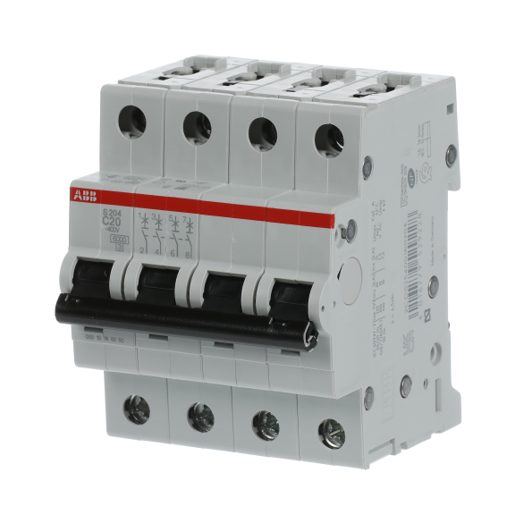 ABB 2CDS254001R0204, S 204-C 20, System Pro M, 20 Amper, 4 Kutuplu, C Tipi, Otomatik Sigorta, 6 kA, 4x20C