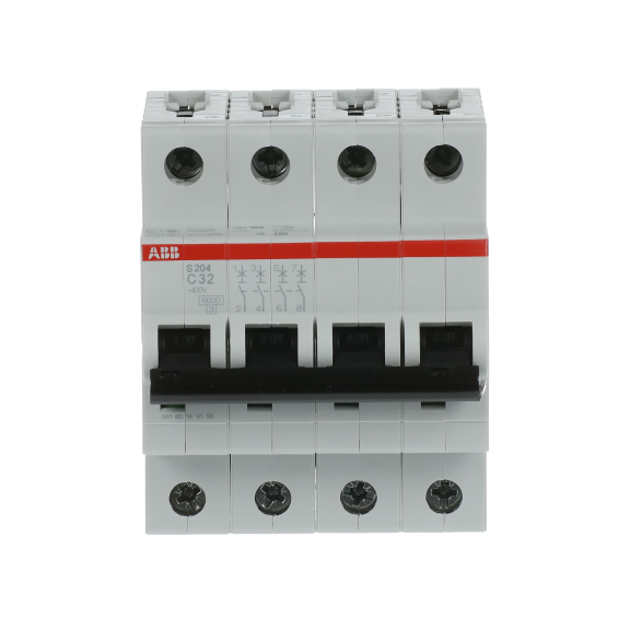 ABB 2CDS254001R0324, S 204-C 32, System Pro M, 32 Amper, 4 Kutuplu, C Tipi, Otomatik Sigorta, 6 kA, 4x32C