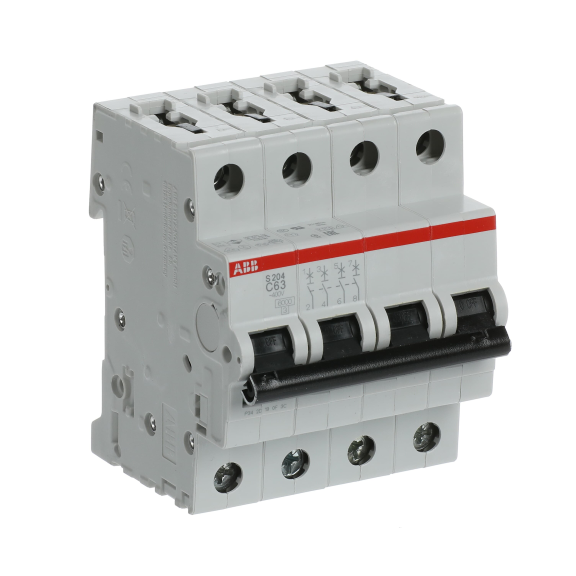 ABB 2CDS254001R0634, S 204-C 63, System Pro M, 63 Amper, 4 Kutuplu, C Tipi, Otomatik Sigorta, 6 kA, 4x63C