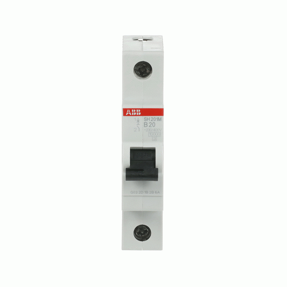 ABB 2CDS271011R0205, SH201M-B20, Compact Home, 20 Amper, 1 Kutuplu, B Tipi, Otomatik Sigorta, 10 kA, 1x20B