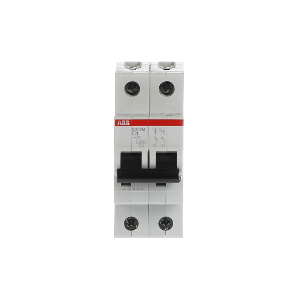 ABB 2CDS272001R0014, S 202 M-C 1, System Pro M, 1 Amper, 2 Kutuplu, C Tipi, Otomatik Sigorta, 10 kA, 2x1C
