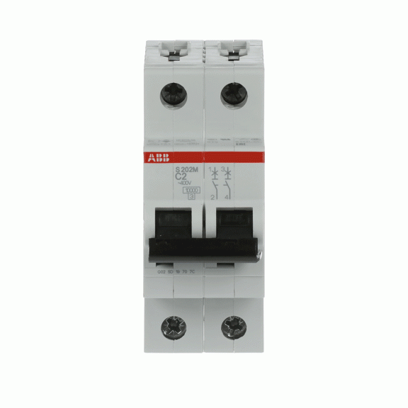 ABB 2CDS272001R0024, S 202 M-C 2, System Pro M, 2 Amper, 2 Kutuplu, C Tipi, Otomatik Sigorta, 10 kA, 2x2C
