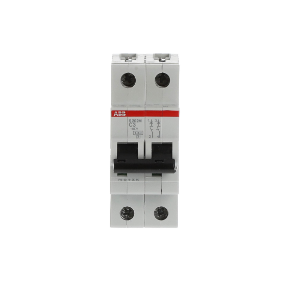 ABB 2CDS272001R0034, S 202 M-C 3, System Pro M, 3 Amper, 2 Kutuplu, C Tipi, Otomatik Sigorta, 10 kA, 2x3C