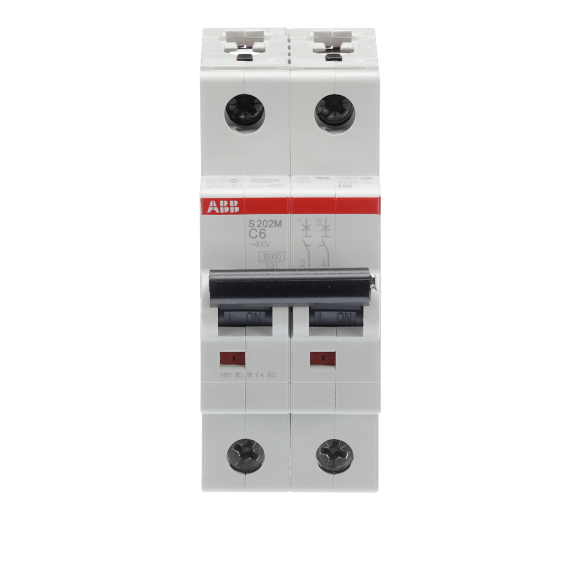 ABB 2CDS272001R0064, S 202 M-C 6, System Pro M, 6 Amper, 2 Kutuplu, C Tipi, Otomatik Sigorta, 10 kA, 2x6C
