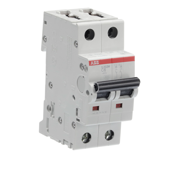 ABB 2CDS272001R0064, S 202 M-C 6, System Pro M, 6 Amper, 2 Kutuplu, C Tipi, Otomatik Sigorta, 10 kA, 2x6C