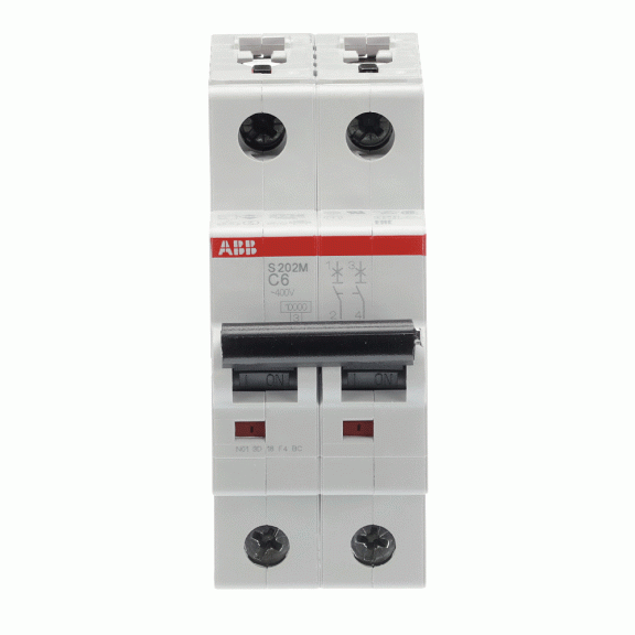 ABB 2CDS272001R0064, S 202 M-C 6, System Pro M, 6 Amper, 2 Kutuplu, C Tipi, Otomatik Sigorta, 10 kA, 2x6C