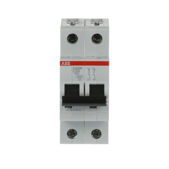 ABB 2CDS272001R0204, S 202 M-C 20, System Pro M, 20 Amper, 2 Kutuplu, C Tipi, Otomatik Sigorta, 10 kA, 2x20C
