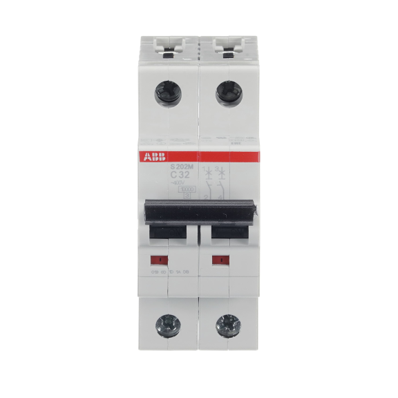 ABB 2CDS272001R0324, S 202 M-C 32, System Pro M, 32 Amper, 2 Kutuplu, C Tipi, Otomatik Sigorta, 10 kA, 2x32C