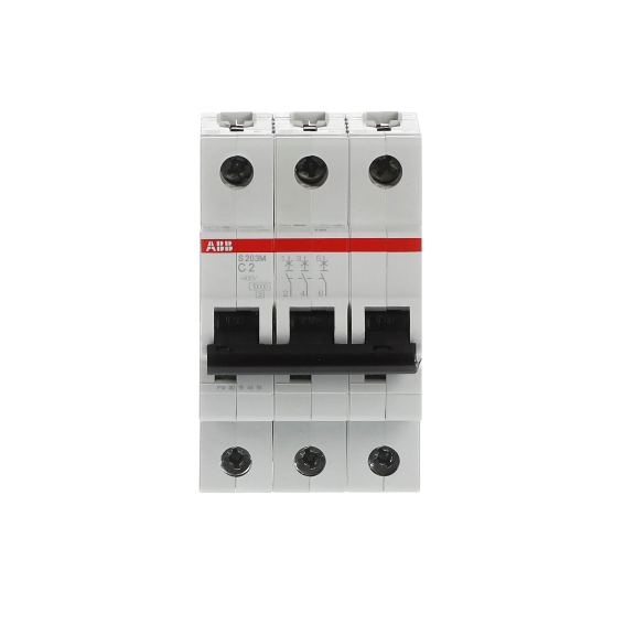 ABB 2CDS273001R0024, S 203 M-C 2, System Pro M, 2 Amper, 3 Kutuplu, C Tipi, Otomatik Sigorta, 10 kA, 3x2C