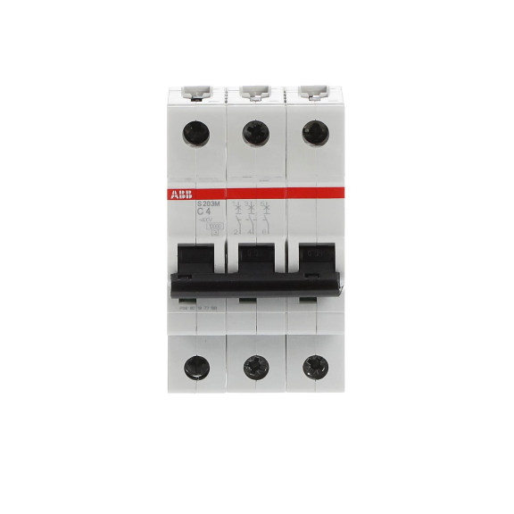 ABB 2CDS273001R0044, S 203 M-C 4, System Pro M, 4 Amper, 3 Kutuplu, C Tipi, Otomatik Sigorta, 10 kA, 3x4C