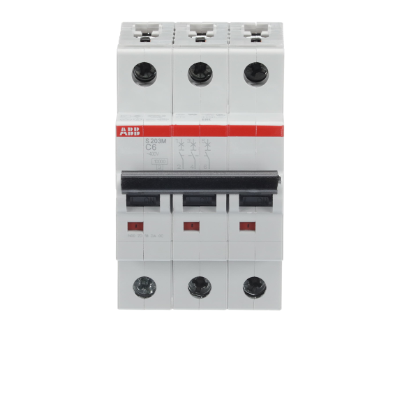 ABB 2CDS273001R0064, S 203 M-C 6, System Pro M, 6 Amper, 3 Kutuplu, C Tipi, Otomatik Sigorta, 10 kA, 3x6C