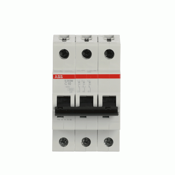 ABB 2CDS273001R0104, S 203 M-C 10, System Pro M, 10 Amper, 3 Kutuplu, C Tipi, Otomatik Sigorta, 10 kA, 3x10C