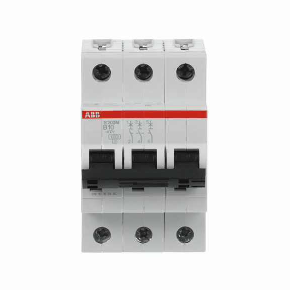 ABB 2CDS273001R0105, S 203 M-B 10, System Pro M, 10 Amper, 3 Kutuplu, B Tipi, Otomatik Sigorta, 10 kA, 3x10B