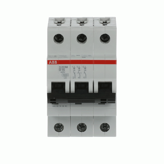 ABB 2CDS273001R0165, S 203 M-B 16, System Pro M, 16 Amper, 3 Kutuplu, B Tipi, Otomatik Sigorta, 10 kA, 3x16B