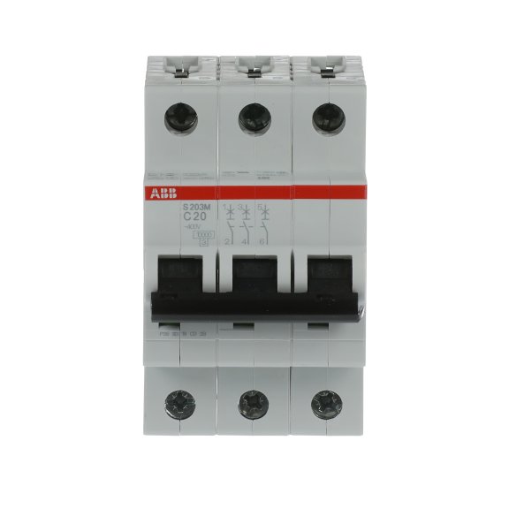 ABB 2CDS273001R0204, S 203 M-C 20, System Pro M, 20 Amper, 3 Kutuplu, C Tipi, Otomatik Sigorta, 10 kA, 3x20C