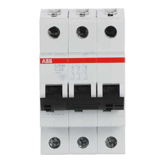 ABB 2CDS273001R0324, S 203 M-C 32, System Pro M, 32 Amper, 3 Kutuplu, C Tipi, Otomatik Sigorta, 10 kA, 3x32C