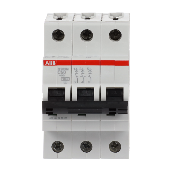 ABB 2CDS273001R0504, S 203 M-C 50, System Pro M, 50 Amper, 3 Kutuplu, C Tipi, Otomatik Sigorta, 10 kA, 3x50C