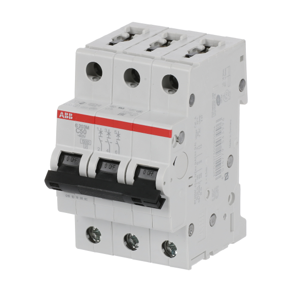 ABB 2CDS273001R0504, S 203 M-C 50, System Pro M, 50 Amper, 3 Kutuplu, C Tipi, Otomatik Sigorta, 10 kA, 3x50C