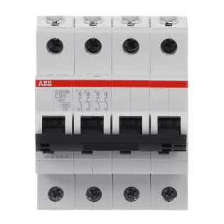ABB 2CDS274001R0204, S 204 M-C 20, System Pro M, 20 Amper, 4 Kutuplu, C Tipi, Otomatik Sigorta, 10 kA, 4x20C