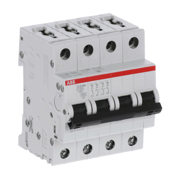 ABB 2CDS274001R0204, S 204 M-C 20, System Pro M, 20 Amper, 4 Kutuplu, C Tipi, Otomatik Sigorta, 10 kA, 4x20C