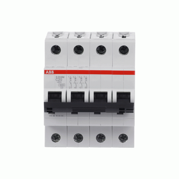 ABB 2CDS274001R0204, S 204 M-C 20, System Pro M, 20 Amper, 4 Kutuplu, C Tipi, Otomatik Sigorta, 10 kA, 4x20C