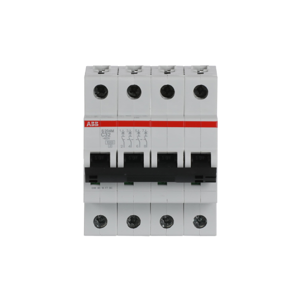 ABB 2CDS274001R0324, S 204 M-C 32, System Pro M, 32 Amper, 4 Kutuplu, C Tipi, Otomatik Sigorta, 10 kA, 4x32C