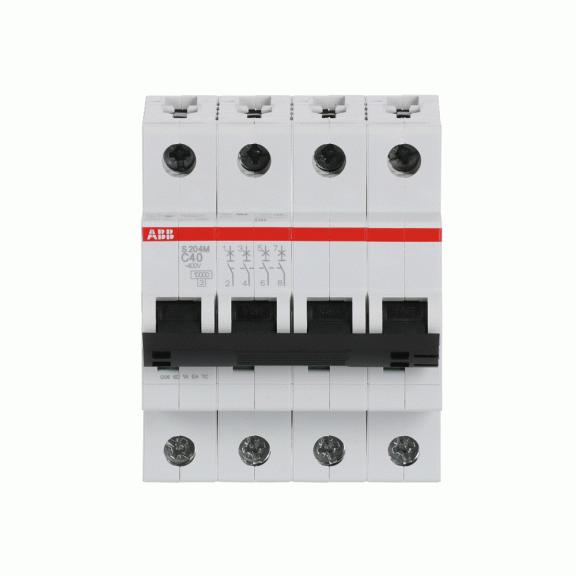 ABB 2CDS274001R0404, S 204 M-C 40, System Pro M, 40 Amper, 4 Kutuplu, C Tipi, Otomatik Sigorta, 10 kA, 4x40C