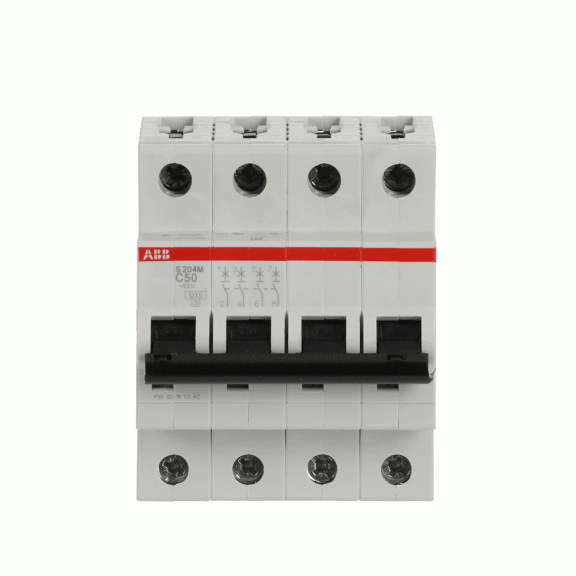 ABB 2CDS274001R0504, S 204 M-C 50, System Pro M, 50 Amper, 4 Kutuplu, C Tipi, Otomatik Sigorta, 10 kA, 4x50C