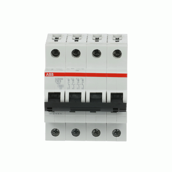 ABB 2CDS274001R0634, S 204 M-C 63, System Pro M, 63 Amper, 4 Kutuplu, C Tipi, Otomatik Sigorta, 10 kA, 4x63C