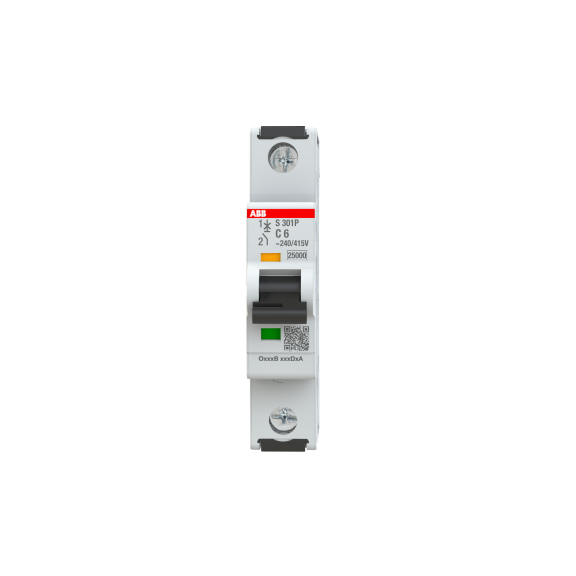 ABB 2CDS381001R0064, S301P-C6, System Pro M, 6 Amper, 1 Kutuplu, C Tipi, Otomatik Sigorta, 25 kA, 1x6C