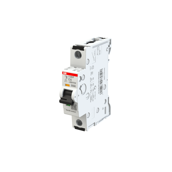 ABB 2CDS381001R0064, S301P-C6, System Pro M, 6 Amper, 1 Kutuplu, C Tipi, Otomatik Sigorta, 25 kA, 1x6C