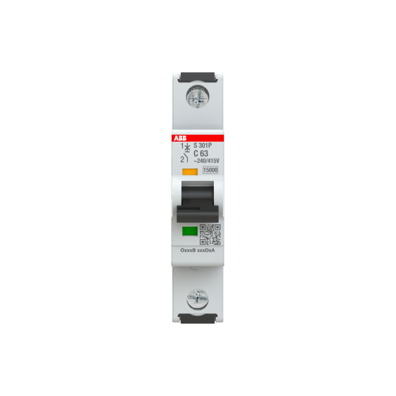 ABB 2CDS381001R0634, S301P-C63, System Pro M, 63 Amper, 1 Kutuplu, C Tipi, Otomatik Sigorta, 15 kA, 1x63C