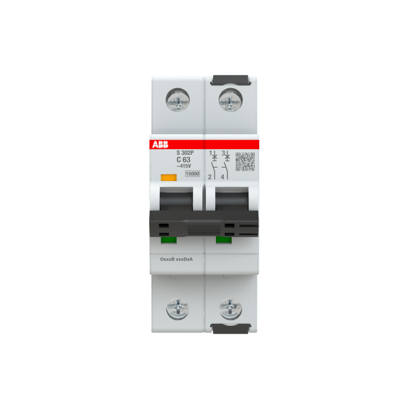 ABB 2CDS382001R0634, S302P-C63, System Pro M, 63 Amper, 2 Kutuplu, C Tipi, Otomatik Sigorta, 15 kA, 2x63C