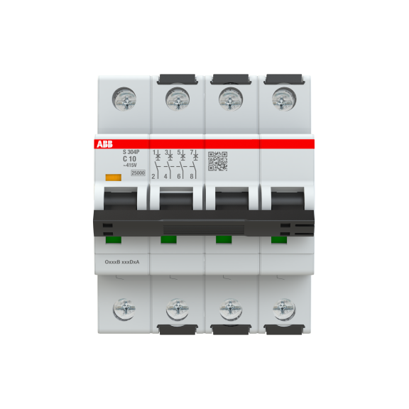 ABB 2CDS384001R0104, S304P-C10, System Pro M, 10 Amper, 4 Kutuplu, C Tipi, Otomatik Sigorta, 25 kA, 4x10C