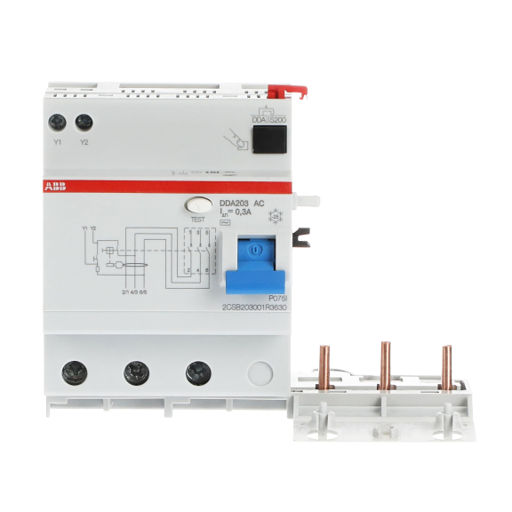 ABB 2CSB203001R3630, DDA203 AC-63/0.3, System Pro M, 63 Amper, 300mA, AC Tip, Kaçak Akım Koruma Modülü, 3 Kutuplu