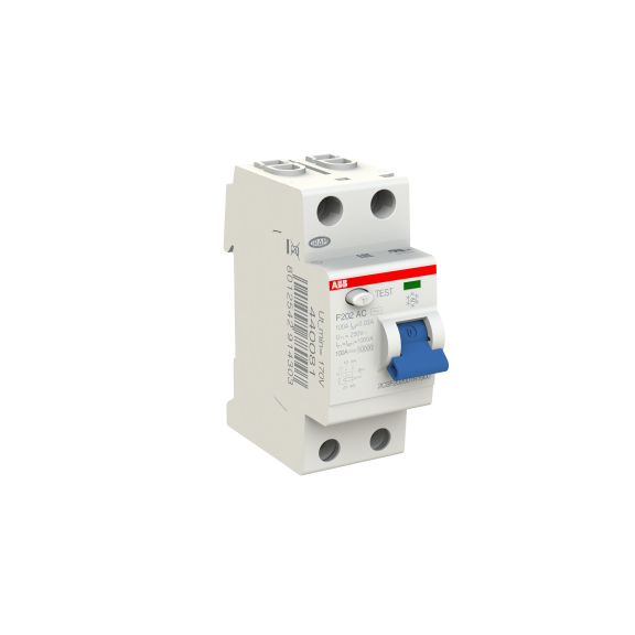 ABB 2CSF202001R1900, F202 AC-100/0.03, System Pro M, 100 Amper, 30 mA, AC Tip, Kaçak Akım Koruma Rölesi, 2 Kutuplu (1 Faz+Nötr)