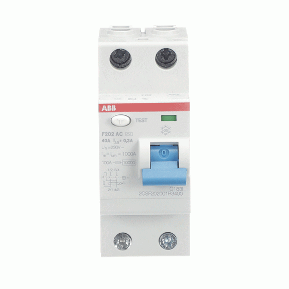ABB 2CSF202001R3400, F202 AC-40/0.3, System Pro M, 40 Amper, 300 mA, AC Tip, Kaçak Akım Koruma Rölesi, 2 Kutuplu (1 Faz+Nötr)