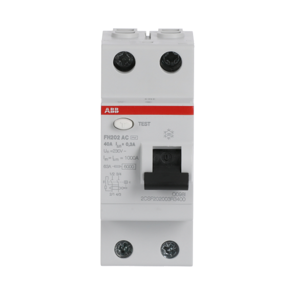 ABB 2CSF202003R3400, FH202 AC-40/0.3, System Pro M, 40 Amper, 300 mA, AC Tip, Kaçak Akım Koruma Rölesi, 2 Kutuplu (1 Faz+Nötr)