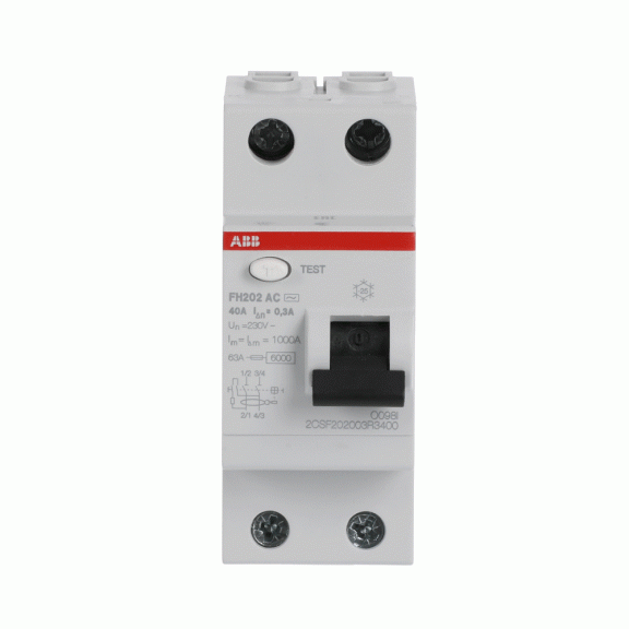 ABB 2CSF202003R3400, FH202 AC-40/0.3, System Pro M, 40 Amper, 300 mA, AC Tip, Kaçak Akım Koruma Rölesi, 2 Kutuplu (1 Faz+Nötr)