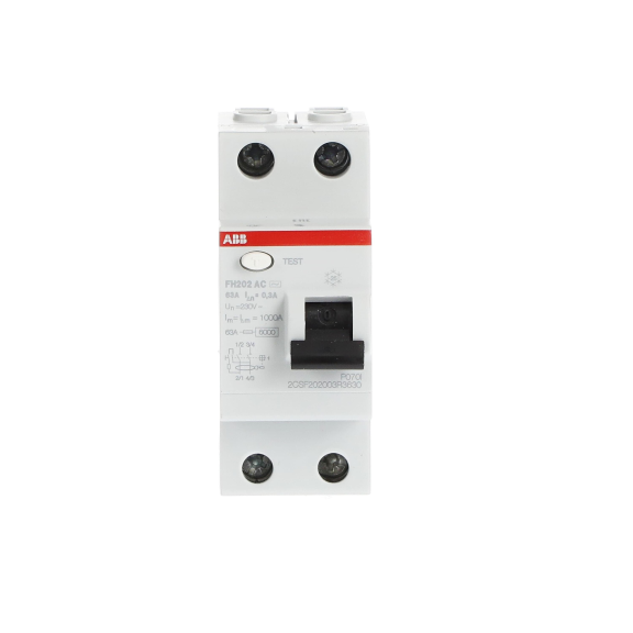 ABB 2CSF202003R3630, FH202 AC-63/0.3, System Pro M, 63 Amper, 300 mA, AC Tip, Kaçak Akım Koruma Rölesi, 2 Kutuplu (1 Faz+Nötr)