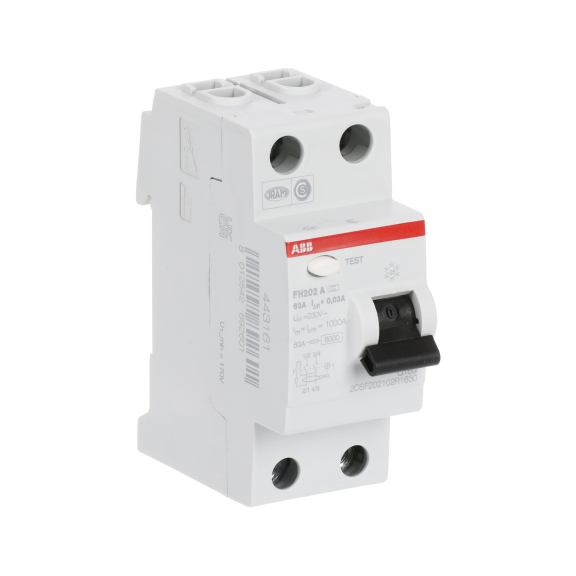 ABB 2CSF202102R1630, FH202 A-63/0.03, System Pro M, 63 Amper, 30 mA, A Tip, Kaçak Akım Koruma Rölesi, 2 Kutuplu (1 Faz+Nötr)
