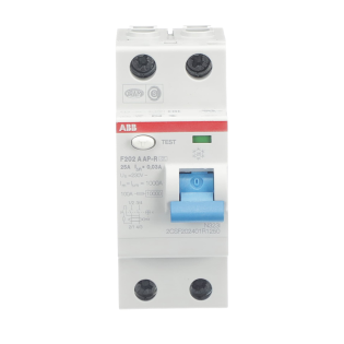 ABB 2CSF202401R1250, F202 A-25/0.03 AP-R, System Pro M, 25 Amper, 30 mA, A-APR Tip, Kaçak Akım Koruma Rölesi, 2 Kutuplu (1 Faz+Nötr)