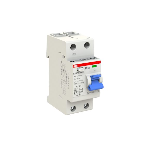 ABB 2CSF202401R1800, F202 A-80/0.03 AP-R, System Pro M, 80 Amper, 30 mA, A-APR Tip, Kaçak Akım Koruma Rölesi, 2 Kutuplu (1 Faz+Nötr)