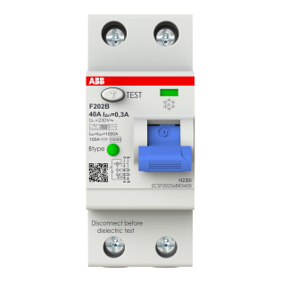 ABB 2CSF202568R3400, F202 B-40/0.3, System Pro M, 40 Amper, 300 mA, B Tip, Kaçak Akım Koruma Rölesi, 2 Kutuplu (1 Faz+Nötr)