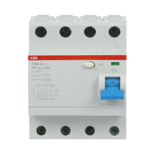 ABB 2CSF204001R1250, F204 AC-25/0.03, System Pro M, 25 Amper, 30 mA, AC Tip, Kaçak Akım Koruma Rölesi, 4 Kutuplu (3 Faz+Nötr)