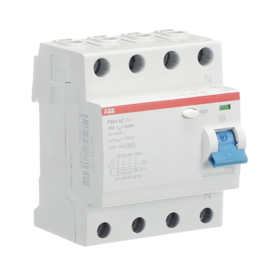 ABB 2CSF204001R1400, F204 AC-40/0.03, System Pro M, 40 Amper, 30 mA, AC Tip, Kaçak Akım Koruma Rölesi, 4 Kutuplu (3 Faz+Nötr)