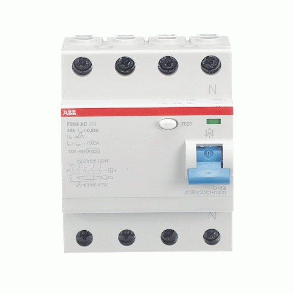 ABB 2CSF204001R1400, F204 AC-40/0.03, System Pro M, 40 Amper, 30 mA, AC Tip, Kaçak Akım Koruma Rölesi, 4 Kutuplu (3 Faz+Nötr)